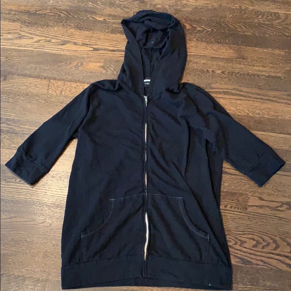 Monrow Classic hooded sweatshirt, 3/4 sleeves